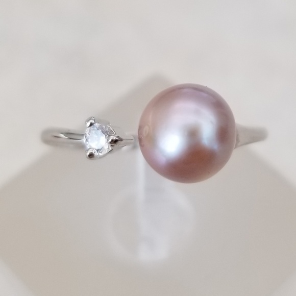 8mm Freshwater Lavender Pearl Open Design Ring - Picture 4 of 8